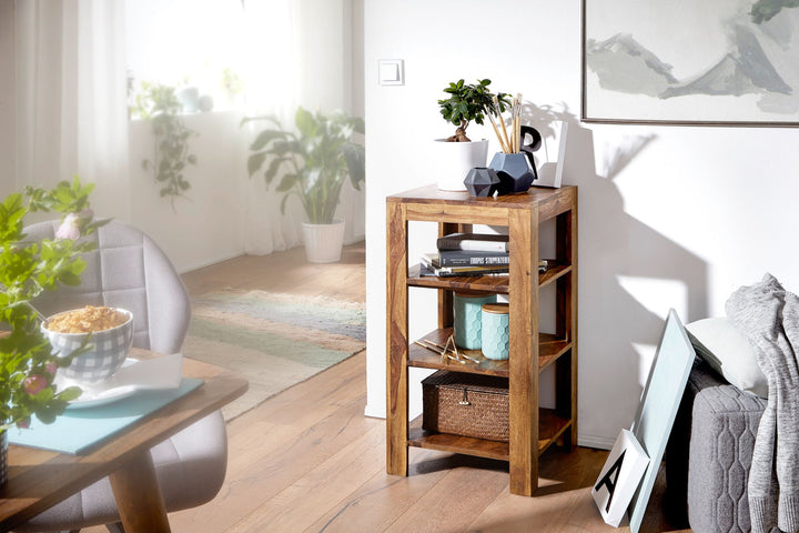 Massivholz Bücherregal_ Mehrzweck-Stauraum_ Sheesham_ 3-4 Böden_ handgefertigt_ pflegeleicht - KADIMA DESIGN_Größe_ 44x44x80 cm_
