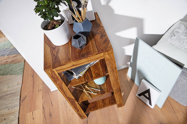 Massivholz Bücherregal_ Mehrzweck-Stauraum_ Sheesham_ 3-4 Böden_ handgefertigt_ pflegeleicht - KADIMA DESIGN_Größe_ 44x44x80 cm_