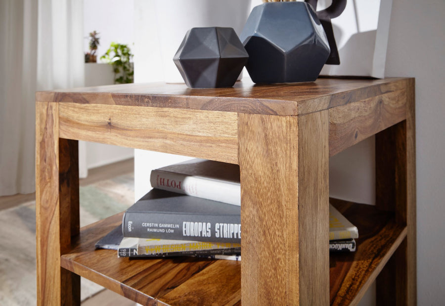 Massivholz Bücherregal_ Mehrzweck-Stauraum_ Sheesham_ 3-4 Böden_ handgefertigt_ pflegeleicht - KADIMA DESIGN_Größe_ 44x44x80 cm_