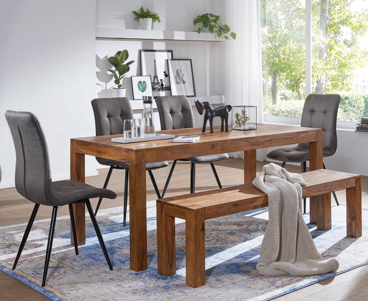 Sitzbank Landhaus-Stil_ Massivholz_ Akazie/Sheesham_ 160/180x45 cm_ 200/250 kg Belastung_ handgefertigt - KADIMA DESIGN_Farbe_ Braun_ Größe_ 120x35x45 cm_