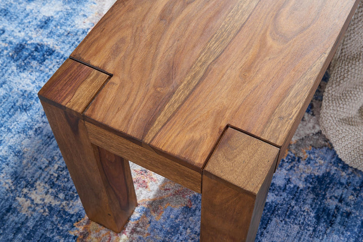 Sitzbank Landhaus-Stil_ Massivholz_ Akazie/Sheesham_ 160/180x45 cm_ 200/250 kg Belastung_ handgefertigt - KADIMA DESIGN_Farbe_ Braun_ Größe_ 120x35x45 cm_