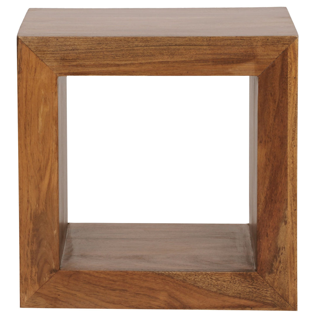 Sheesham Holz Standregal/Beistelltisch_ Geradlinig_ Handgefertigt_ 44x44x33 cm - KADIMA DESIGN_Größe_ 44x33x44 cm_