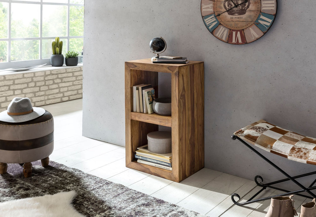 Rustikales Standregal_ Massivholz_ Akazie/Sheesham_ vielseitig nutzbar_ handgefertigt_ einfache Pflege - KADIMA DESIGN_Farbe_ Braun_ Größe_ 50x35x88 cm_