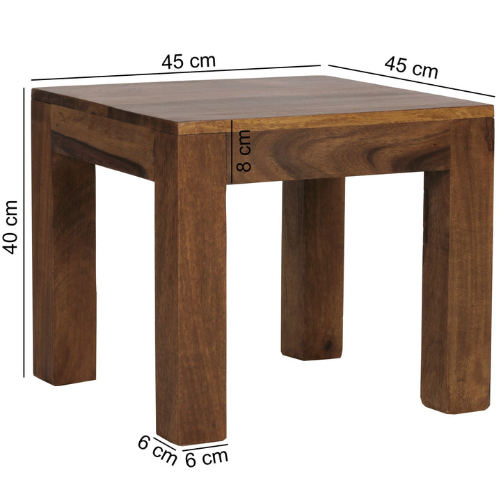 Massivholz-Tisch NAKO_ Handgefertigt_ 45x40x45 cm_ Sheeshamholz_ 50kg Belastbarkeit - KADIMA DESIGN_Farbe_ Braun_ Größe_ 45x45x40 cm_