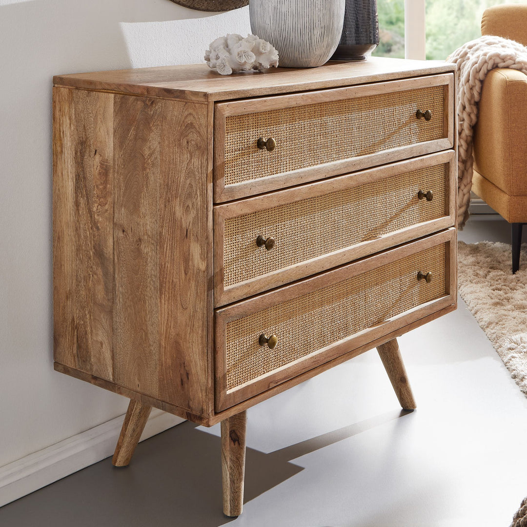 Massives Mango Holz Sideboard_ Stilvoll &amp; Funktional_ Robustes und Elegantes Design - KADIMA DESIGN_Größe_ 80x40x75 cm_
