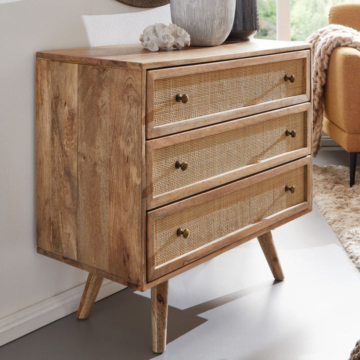 Massives Mango Holz Sideboard_ Stilvoll &amp;amp; Funktional_ Robustes und Elegantes Design - KADIMA DESIGN_Größe_ 80x40x75 cm_