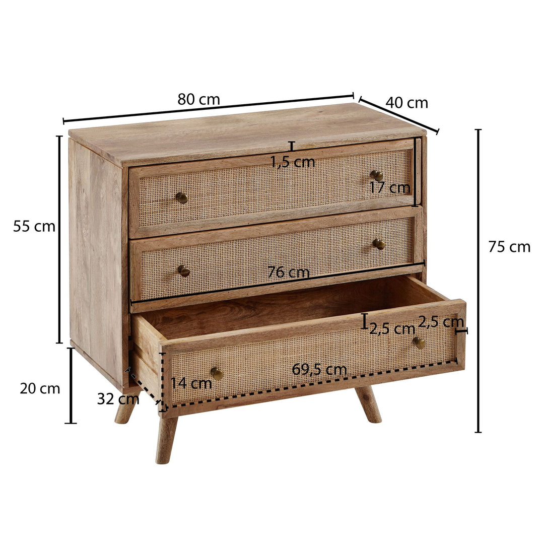 Massives Mango Holz Sideboard_ Stilvoll &amp; Funktional_ Robustes und Elegantes Design - KADIMA DESIGN_Größe_ 80x40x75 cm_