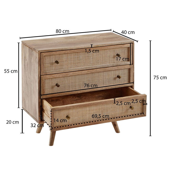 Massives Mango Holz Sideboard_ Stilvoll &amp;amp; Funktional_ Robustes und Elegantes Design - KADIMA DESIGN_Größe_ 80x40x75 cm_