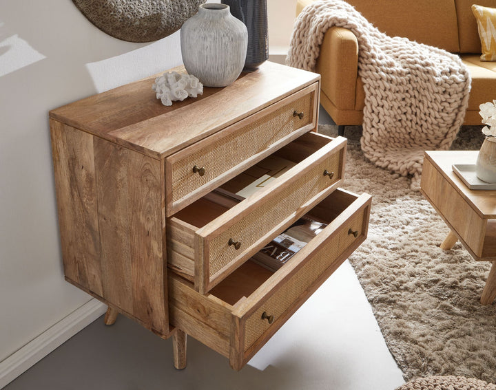 Massives Mango Holz Sideboard_ Stilvoll &amp;amp; Funktional_ Robustes und Elegantes Design - KADIMA DESIGN_Größe_ 80x40x75 cm_