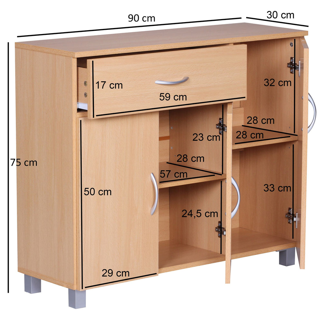 KADIMA DESIGN Sideboard-Kommode mit Schublade und 3 Türen für optimale Aufbewahrung_Beige_#sku_BARWL1.333#