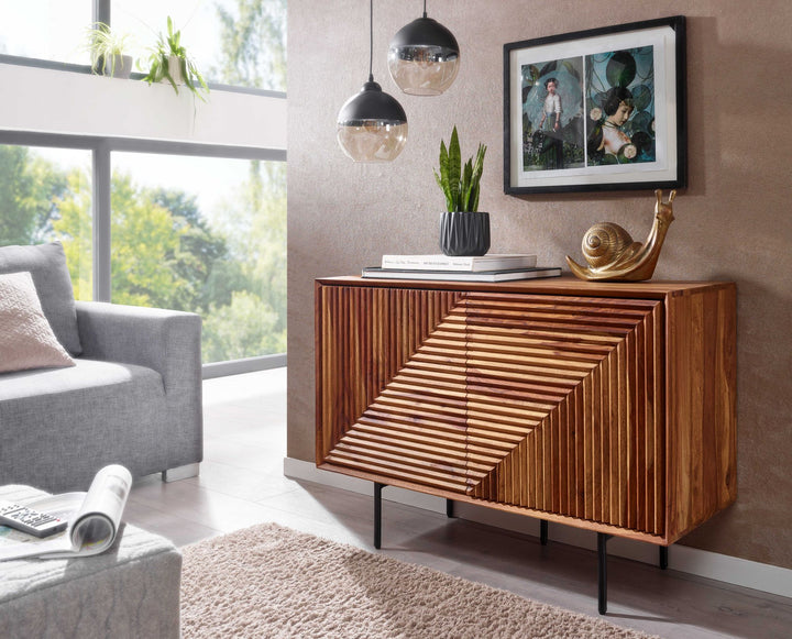 &amp;quot;Harmony&amp;quot; 3D-Sideboard mit Metalldetails und viel Stauraum_ Elegantes Wood-Design - KADIMA DESIGN_Größe_ 100x40x71 cm_