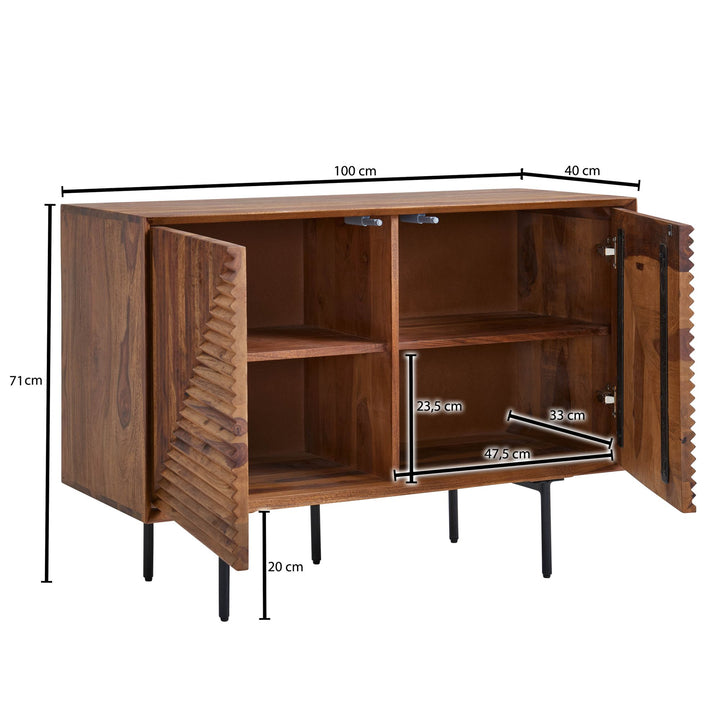 &amp;quot;Harmony&amp;quot; 3D-Sideboard mit Metalldetails und viel Stauraum_ Elegantes Wood-Design - KADIMA DESIGN_Größe_ 100x40x71 cm_