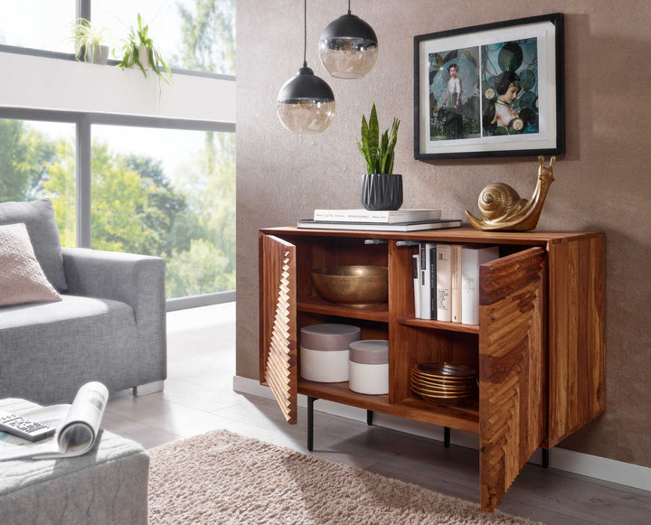 &amp;quot;Harmony&amp;quot; 3D-Sideboard mit Metalldetails und viel Stauraum_ Elegantes Wood-Design - KADIMA DESIGN_Größe_ 100x40x71 cm_