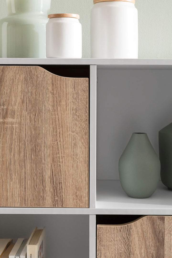 Standregal mit 9 Fächern_ Weiß/Sonoma_ Stauraum für Bücher/Dekoration_ 89x91x29 cm - KADIMA DESIGN_Größe_ 89x29x91 cm_