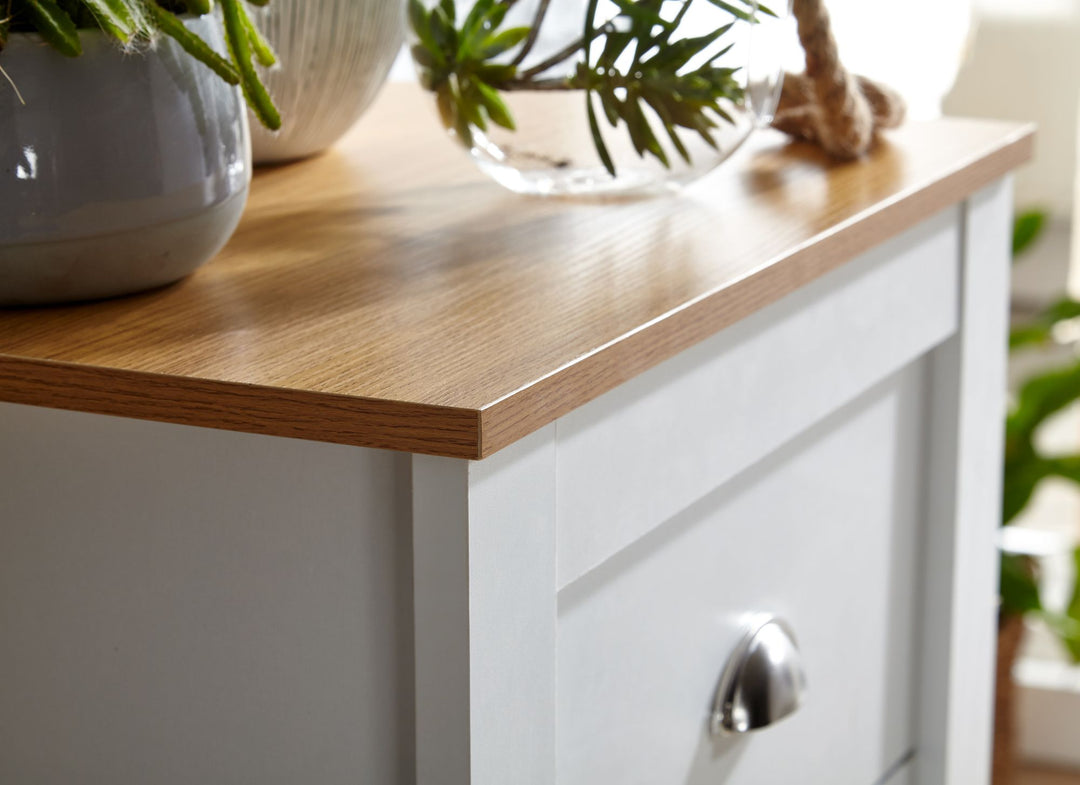 Eiche-Weißes Sideboard_ 5 Schubladen_ Platzsparender Stauraum_ Melaminharzbeschichtung - KADIMA DESIGN_Größe_ 53x39x114 cm_