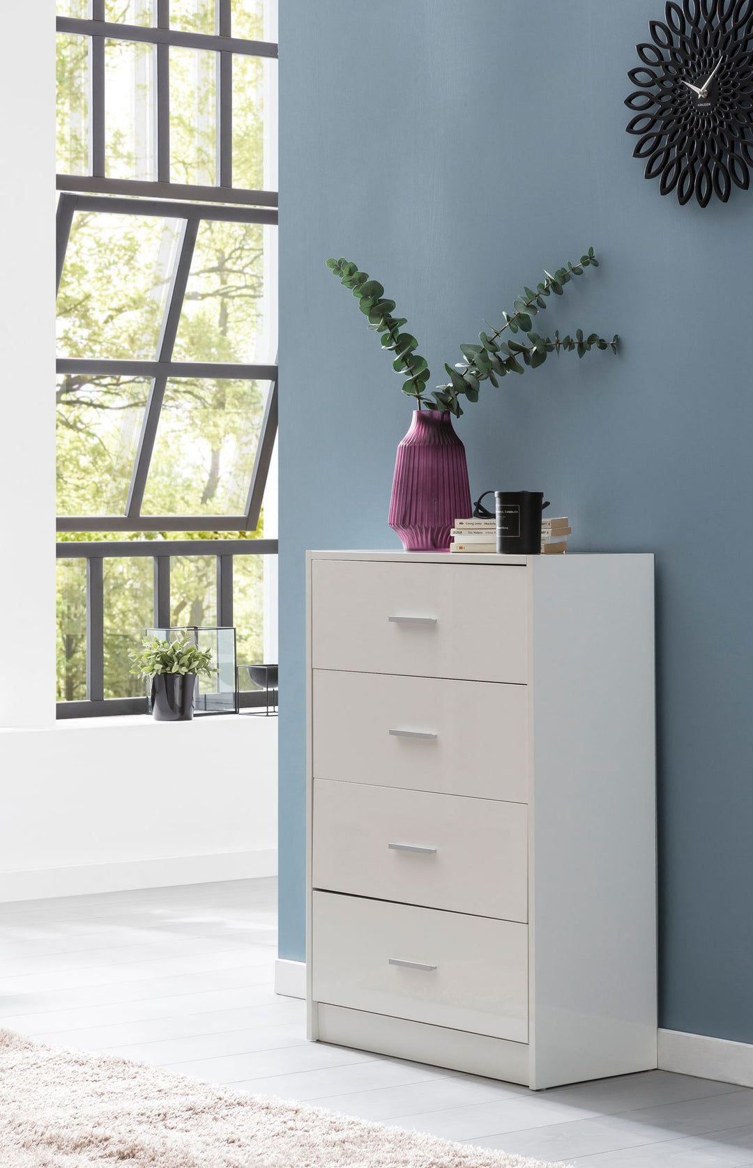 Hochglanz Sideboard_ 4 Schubladen_ modern_ zeitlos_ vielseitig einsetzbar - KADIMA DESIGN_Größe_ 60x30x90 cm_#sku_BARWL5.864#