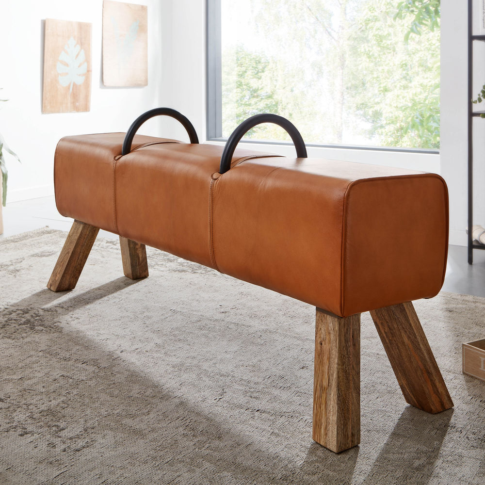KADIMA DESIGN Retro-Sitzbank aus Ziegenleder- Stilvolle Designikone für Wohnräume_Braun_#sku_BARWL6.594#