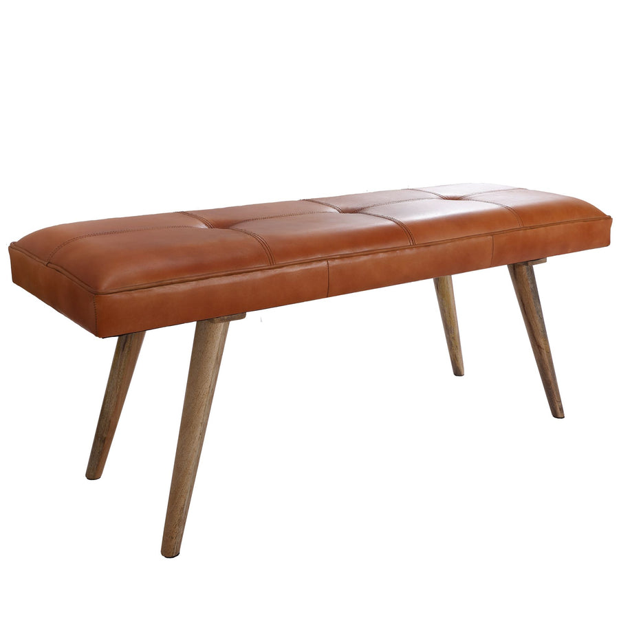 KADIMA DESIGN Retro-Sitzbank aus Ziegenleder und massivem Holz - Stilvolles Unikat für mehr Komfort_Braun_#sku_BARWL5.319#