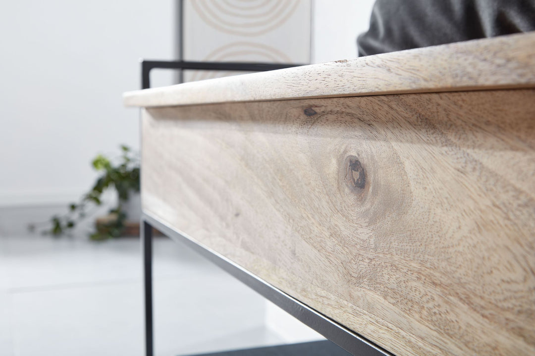 KADIMA DESIGN Flurbank mit Stauraum SILLARO - Holz-Metall-Mix_ praktische Schuh-Aufbewahrung_ hochklappbare Sitzfläche_Beige_#sku_BARWL6.586#