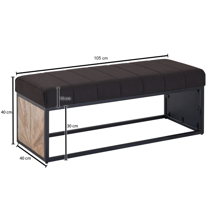 Vintage-Sitzbank_ Retro-Look_ Metallgestell_ Rillenmuster_ Platzsparend - KADIMA DESIGN_Größe_ 105x40x40 cm_
