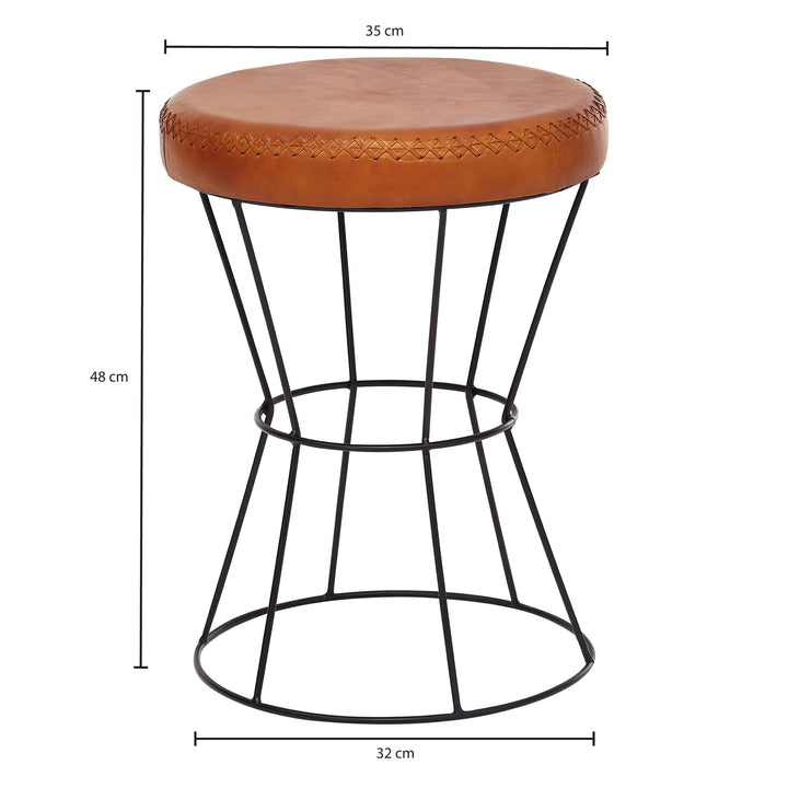 Industrial Sitzhocker_ Sicherer Sitzkomfort in extravagantem Echtleder - KADIMA DESIGN_Größe_ 35x35x48 cm_