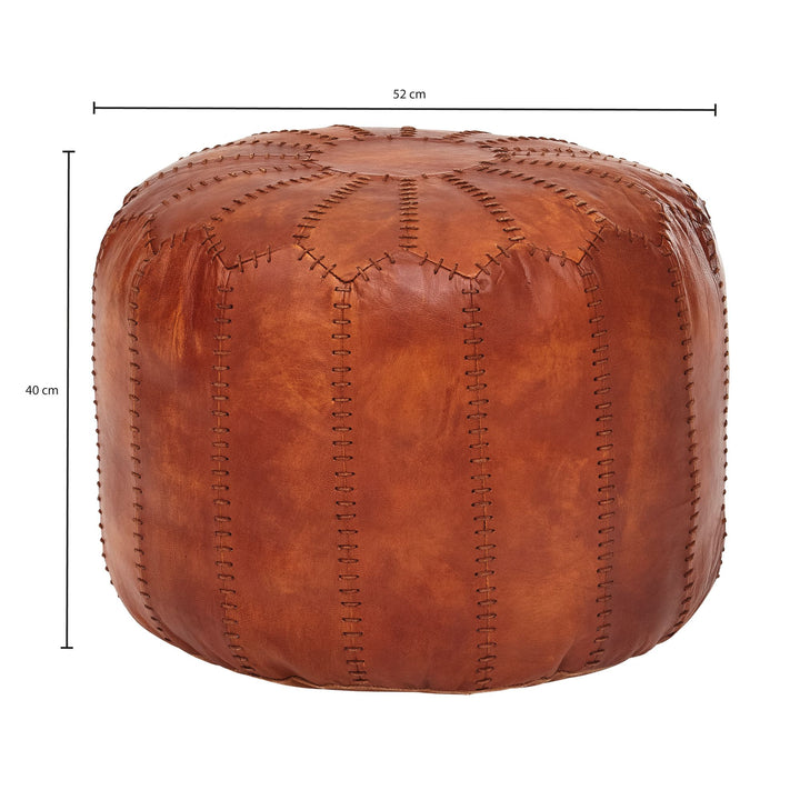 Orientalischer Echtleder Sitzhocker_ Strapazierfähig &amp;amp; Gemütlich_ Braun - KADIMA DESIGN_Größe_ 52x52x40 cm_