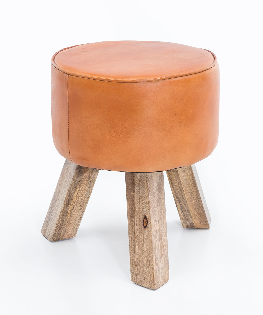 Country-Stil Sitzhocker_ Ziegenleder_ Holzgestell_ 45 cm - Robust &amp; Handgefertigt - KADIMA DESIGN_Größe_ 37x37x45 cm_