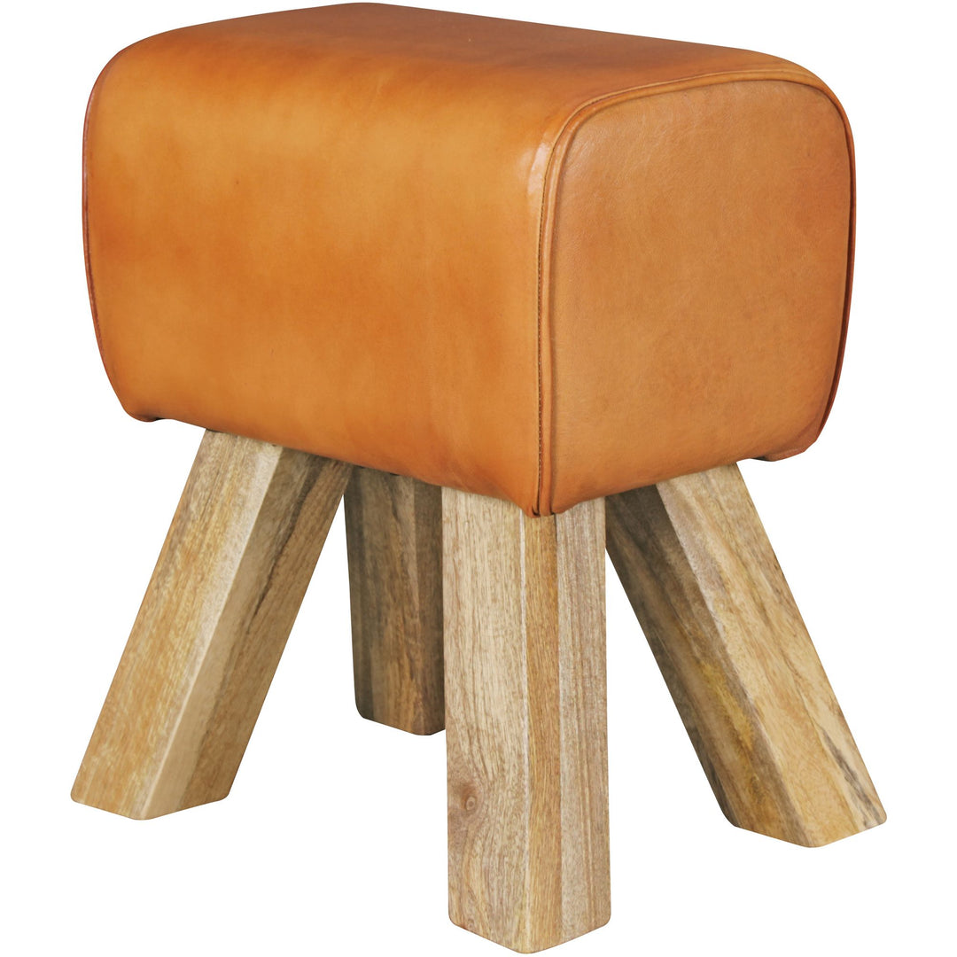 Retro Turnhocker aus Echtleder und Holz_ stabil und luxuriös_ handgefertigt - KADIMA DESIGN_Farbe_ Braun_ Material_ Leder_ Größe_ 40x30x47 cm_