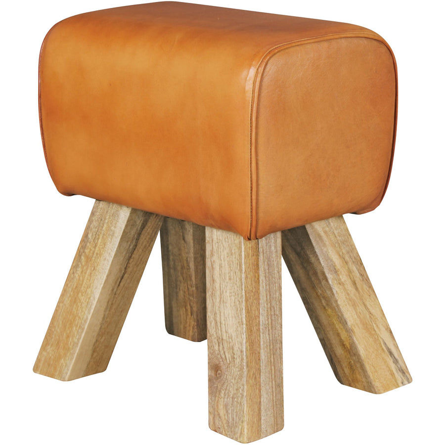 Retro Turnhocker aus Echtleder und Holz_ stabil und luxuriös_ handgefertigt - KADIMA DESIGN_Farbe_ Braun_ Material_ Leder_ Größe_ 40x30x47 cm_