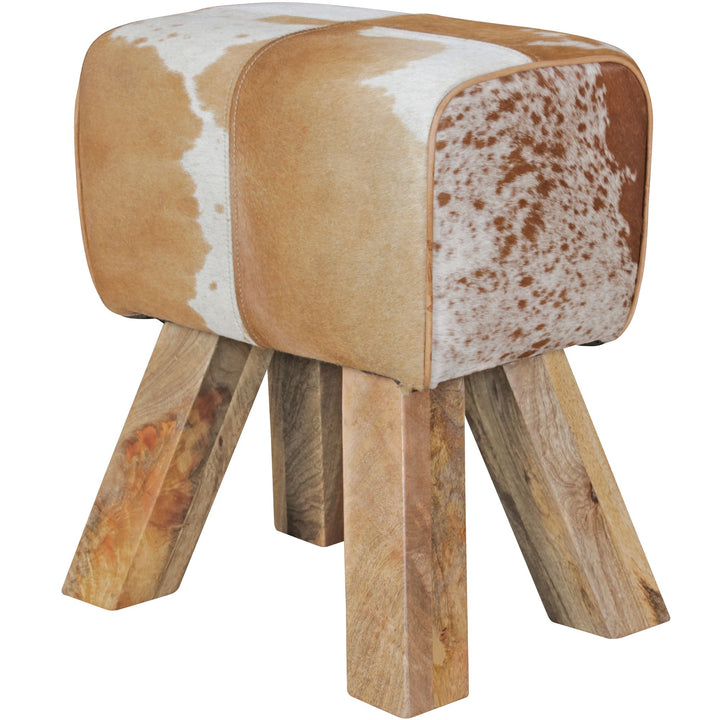 Ziegenfell-Sitzhocker_ Moderner Landhausstil_ Haarleder - Komfortabel &amp;amp; Stilvoll - KADIMA DESIGN_Farbe_ Braun_ Material_ Tierfell_ Größe_ 40x30x47 cm_
