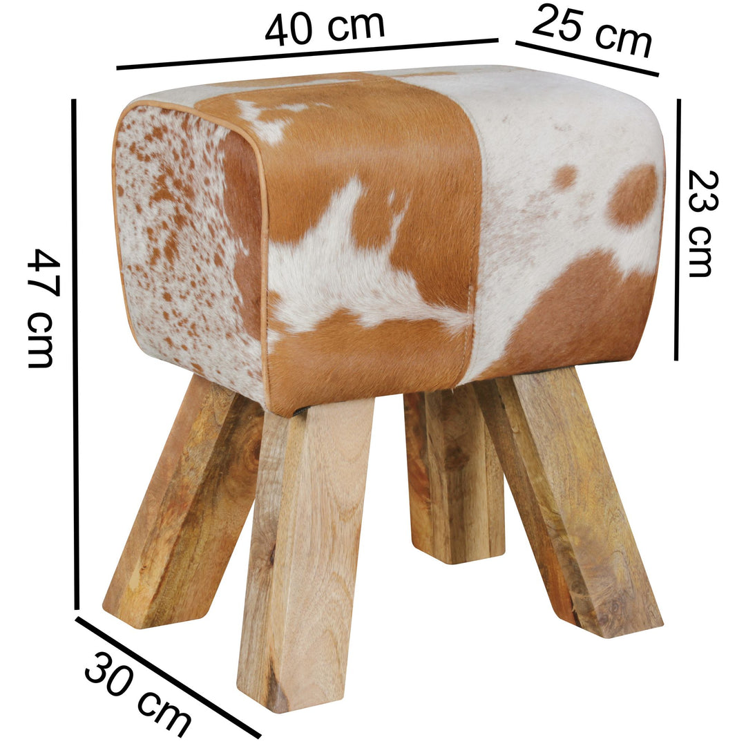 Ziegenfell-Sitzhocker_ Moderner Landhausstil_ Haarleder - Komfortabel &amp; Stilvoll - KADIMA DESIGN_Farbe_ Braun_ Material_ Tierfell_ Größe_ 40x30x47 cm_