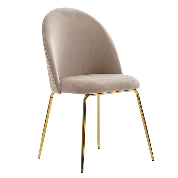 Skandinavischer Esszimmerstuhl 2er Set POLLY_ Diamantrückenmuster_ Samtbezug_ lackiertes Eisengestell_ 53x86x50 cm_ Beige/Grün - KADIMA DESIGN_Farbe_ Beige_ Größe_ 53x50x87 cm_
