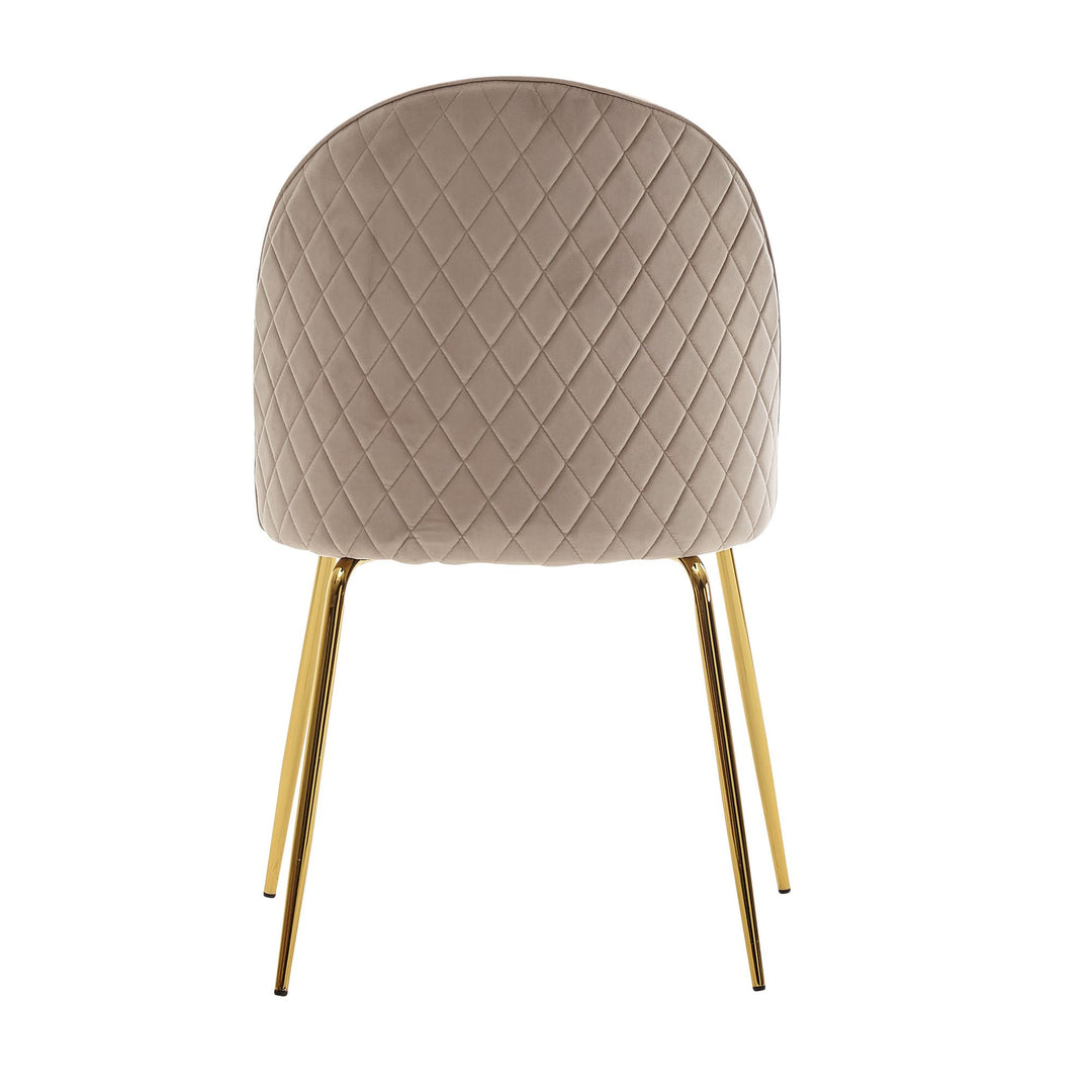 Skandinavischer Esszimmerstuhl 2er Set POLLY_ Diamantrückenmuster_ Samtbezug_ lackiertes Eisengestell_ 53x86x50 cm_ Beige/Grün - KADIMA DESIGN_Farbe_ Beige_ Größe_ 53x50x87 cm_