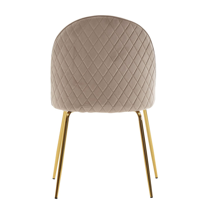 Skandinavischer Esszimmerstuhl 2er Set POLLY_ Diamantrückenmuster_ Samtbezug_ lackiertes Eisengestell_ 53x86x50 cm_ Beige/Grün - KADIMA DESIGN_Farbe_ Beige_ Größe_ 53x50x87 cm_