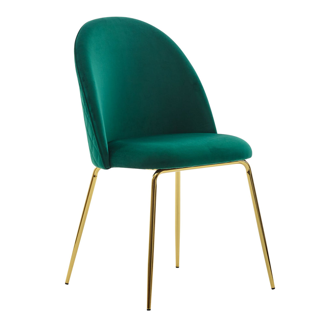Skandinavischer Esszimmerstuhl 2er Set POLLY_ Diamantrückenmuster_ Samtbezug_ lackiertes Eisengestell_ 53x86x50 cm_ Beige/Grün - KADIMA DESIGN_Farbe_ Grün_ Größe_ 53x50x87 cm_