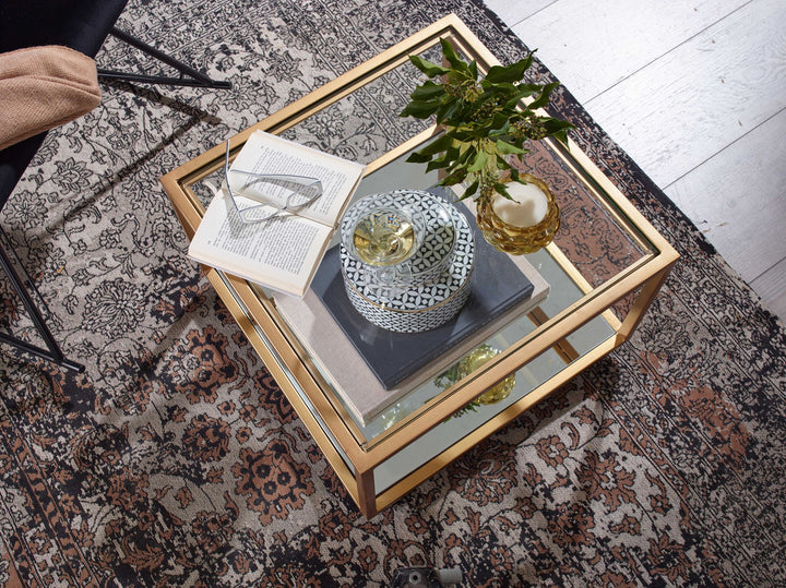 KADIMA DESIGN Couchtisch Gold - Handgefertigter Wohnzimmertisch mit Spiegelglas und Stauraum_Gold_#sku_BARWL6.679#