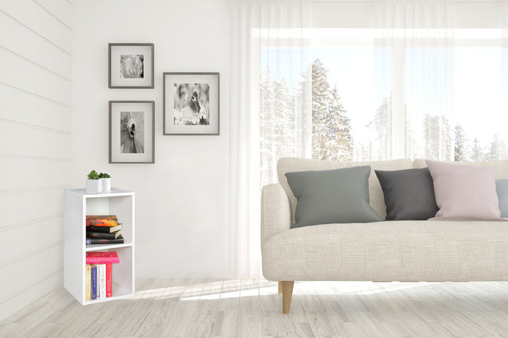 KADIMA DESIGN Standregal CERVINO - Modernes Anhaltspunkt mit 2 Regalfächer für Ihr Zuhause!_Weiß_#sku_BARWL5.175#