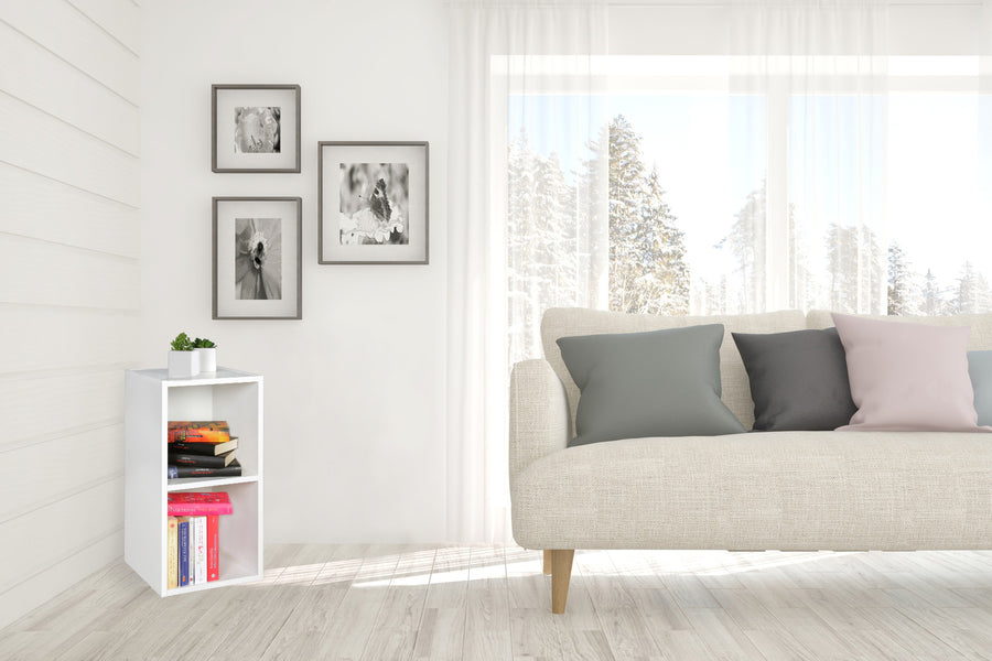 Standregal CERVINO_ 2 Regalfächer_ Sonoma Farbton_ 30x60x30 cm_ Melaminharzbeschichtung - KADIMA DESIGN_Farbe_ Weiß_ Größe_ 30x30x60 cm_