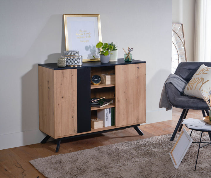 KADIMA DESIGN Eichedekor Standschrank - Modernes und vielseitiges Möbelstück für Wohnzimmer_ Küche_ und Flur_Braun_#sku_BARWL6.663#