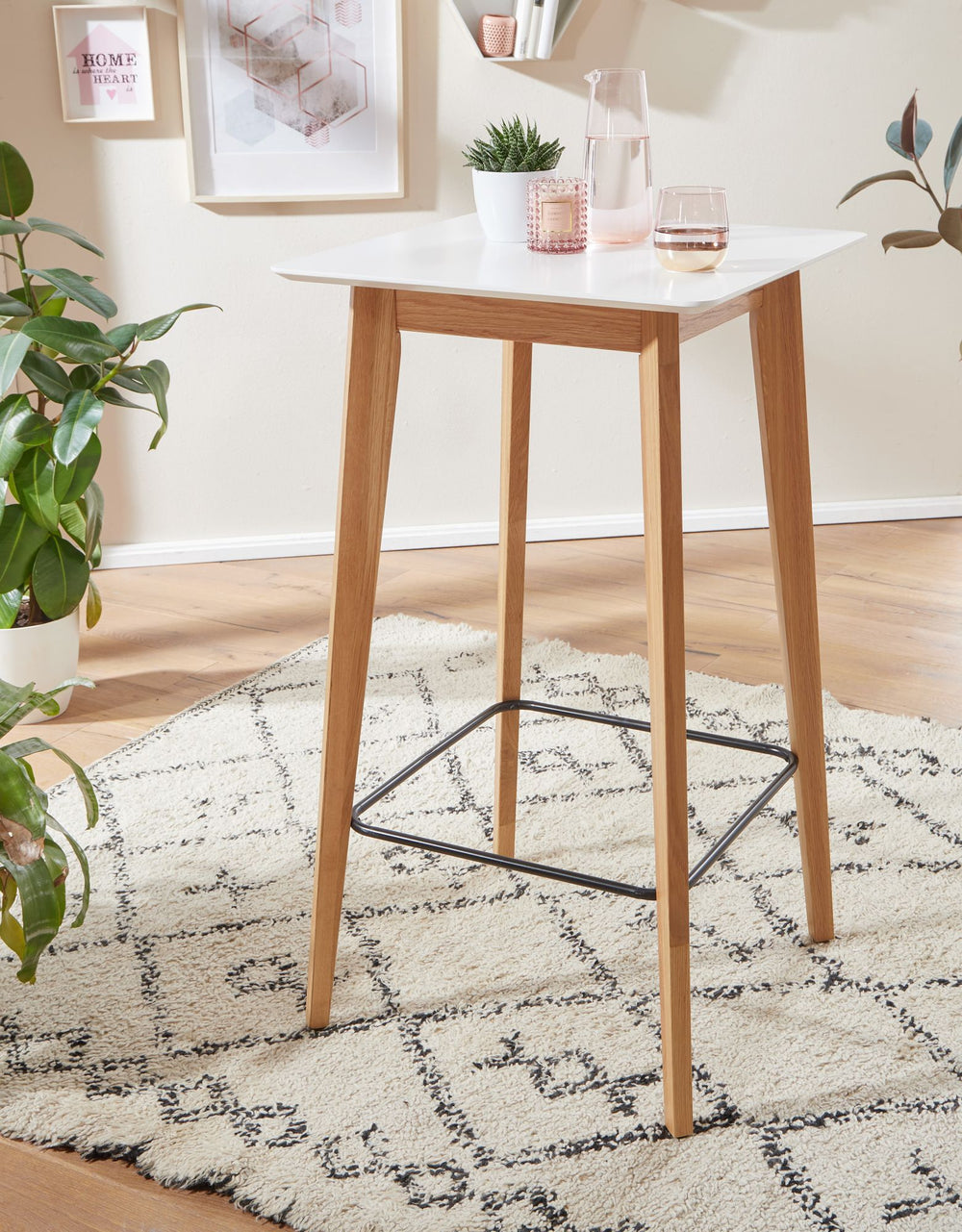 Skandinavischer Bartisch_ Eichenbeine_ quadratische Tischplatte_ 50 kg Belastbarkeit - KADIMA DESIGN_Größe_ 60x60x110 cm_