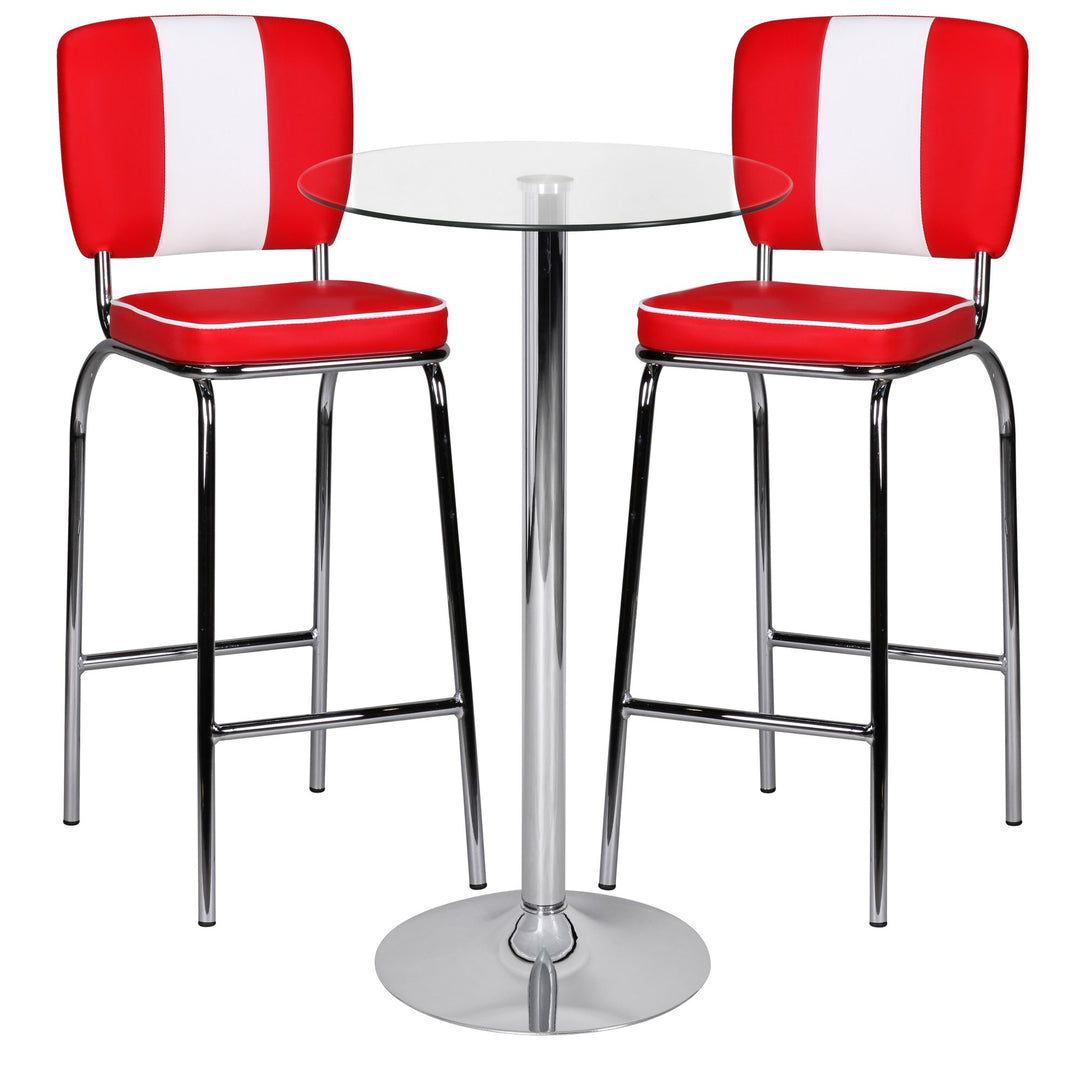 Glastisch mit 360° Drehfunktion_ Sicherheitsglas_ Trompetenfuß_ Chrom_ 60 cm Durchmesser - KADIMA DESIGN_Größe_ 60x60x105 cm_