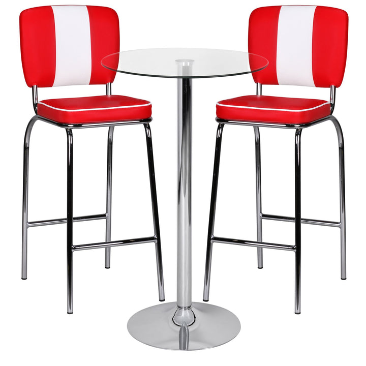 Glastisch mit 360° Drehfunktion_ Sicherheitsglas_ Trompetenfuß_ Chrom_ 60 cm Durchmesser - KADIMA DESIGN_Größe_ 60x60x105 cm_