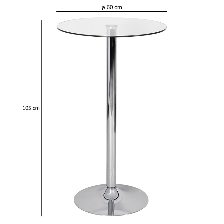 Glastisch mit 360° Drehfunktion_ Sicherheitsglas_ Trompetenfuß_ Chrom_ 60 cm Durchmesser - KADIMA DESIGN_Größe_ 60x60x105 cm_