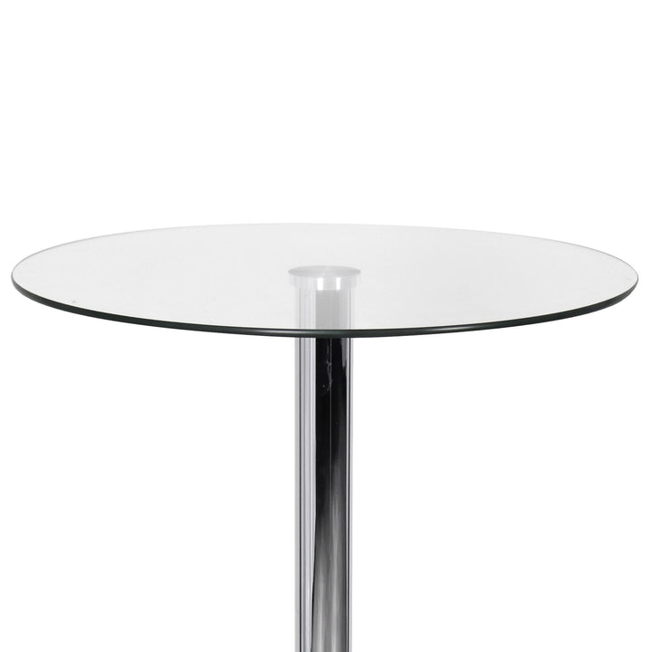 Glastisch mit 360° Drehfunktion_ Sicherheitsglas_ Trompetenfuß_ Chrom_ 60 cm Durchmesser - KADIMA DESIGN_Größe_ 60x60x105 cm_
