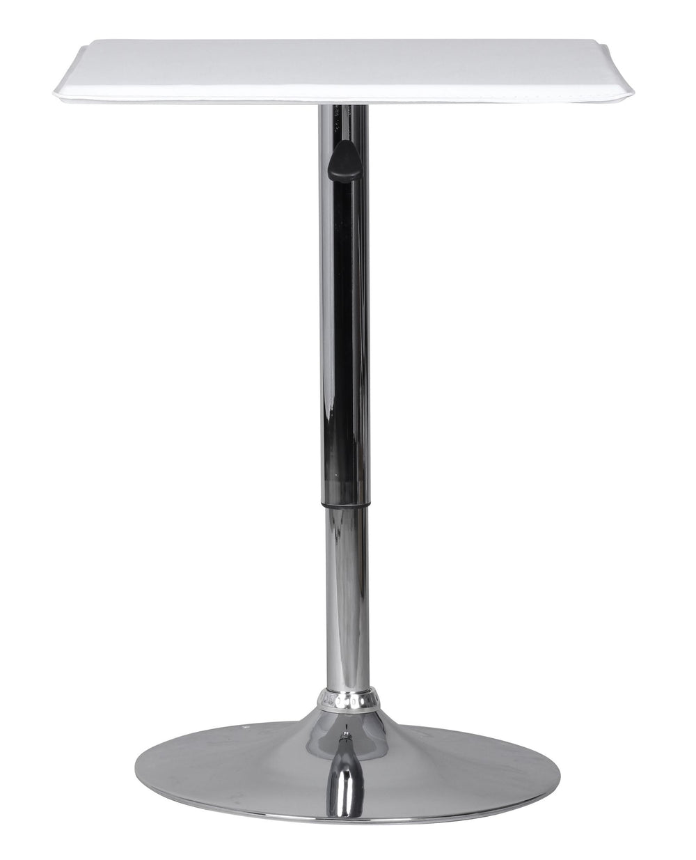 Stehtisch_ Höhenverstellbare Leder-Optik Tischplatte_ Chromgestell_ 63x63 cm_ drehbar_ Weiß - KADIMA DESIGN_Größe_ 63x63x83 cm_