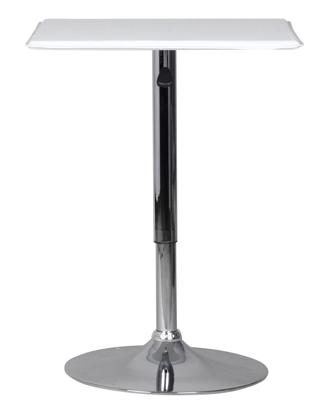 Stehtisch_ Höhenverstellbare Leder-Optik Tischplatte_ Chromgestell_ 63x63 cm_ drehbar_ Weiß - KADIMA DESIGN_Größe_ 63x63x83 cm_