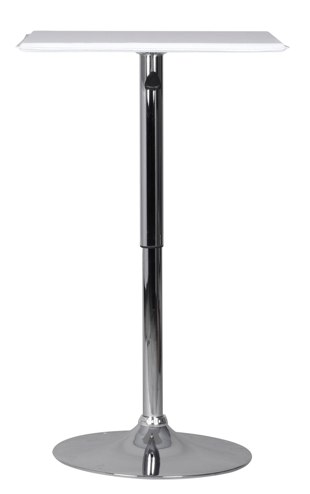 Stehtisch_ Höhenverstellbare Leder-Optik Tischplatte_ Chromgestell_ 63x63 cm_ drehbar_ Weiß - KADIMA DESIGN_Größe_ 63x63x83 cm_