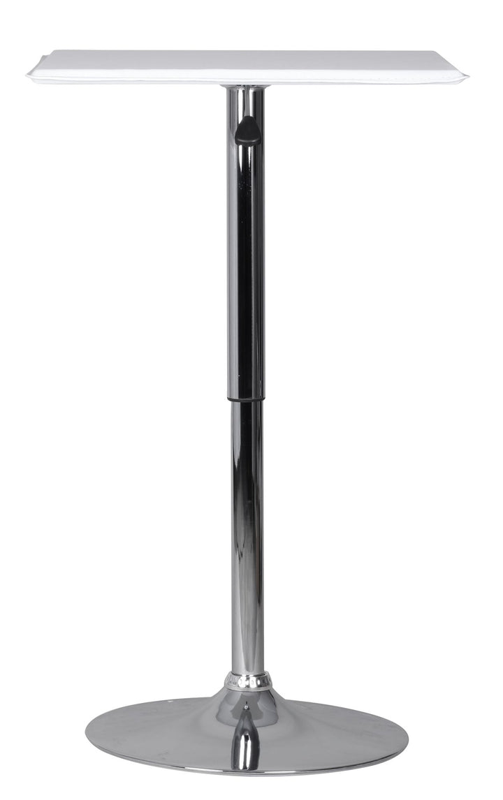 Stehtisch_ Höhenverstellbare Leder-Optik Tischplatte_ Chromgestell_ 63x63 cm_ drehbar_ Weiß - KADIMA DESIGN_Größe_ 63x63x83 cm_