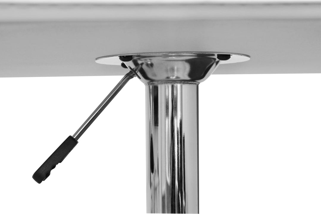 Stehtisch_ Höhenverstellbare Leder-Optik Tischplatte_ Chromgestell_ 63x63 cm_ drehbar_ Weiß - KADIMA DESIGN_Größe_ 63x63x83 cm_