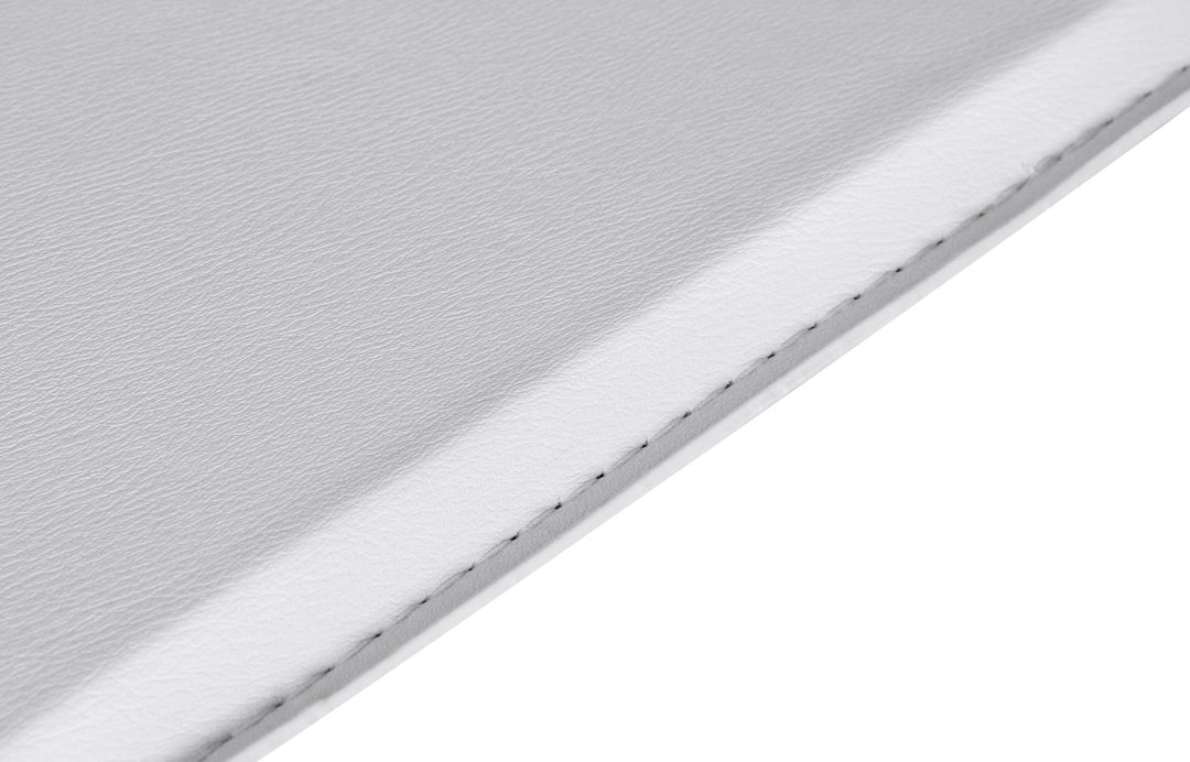 Stehtisch_ Höhenverstellbare Leder-Optik Tischplatte_ Chromgestell_ 63x63 cm_ drehbar_ Weiß - KADIMA DESIGN_Größe_ 63x63x83 cm_